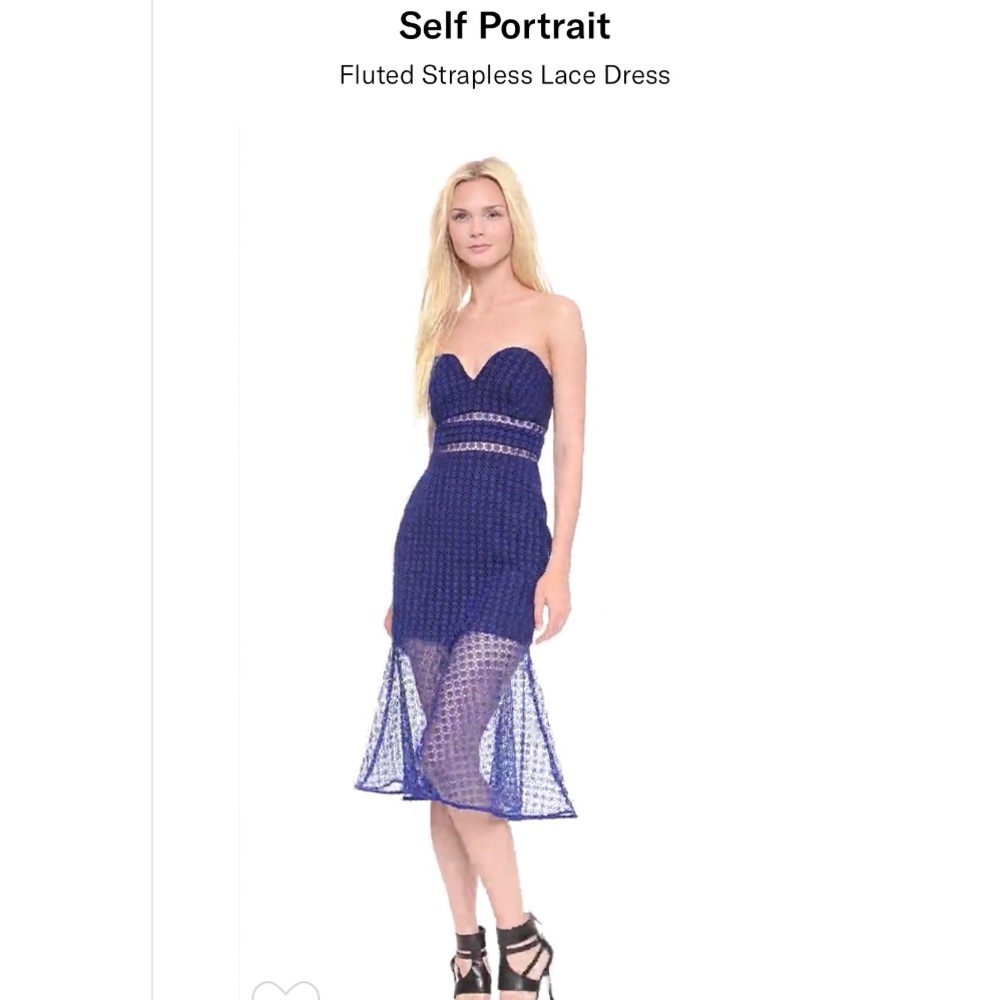 Self portrait fluted strapless lace dress